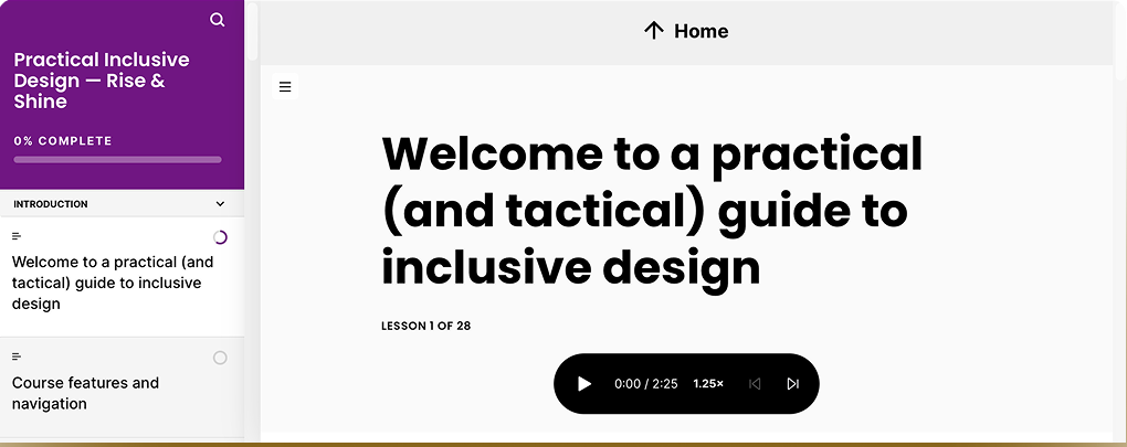 Rise & Shine course preview — Practical Inclusive Design